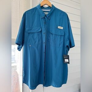 NWT Columbia Men's Fishing Gear Blue Short Sleeve Shirt